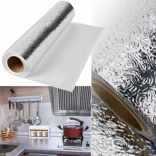 Self Adhesive Aluminium Foil Sticker Sheet Roll for Kitchen Silver/Golden - Oil Proof Waterproof Aluminum Sheet