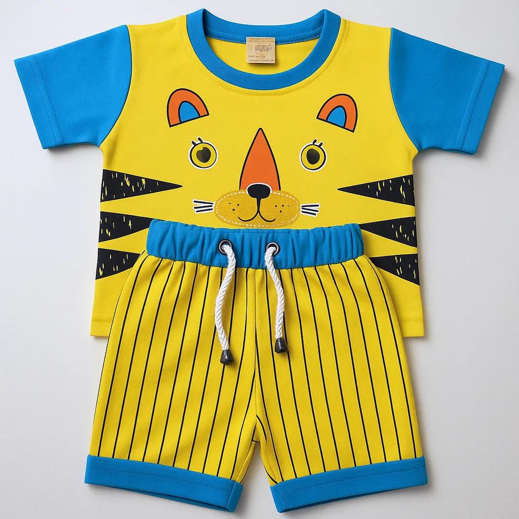 Cat Face Shirt and Short (Yellow)