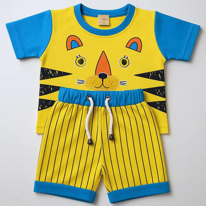 Cat Face Shirt and Short (Yellow)