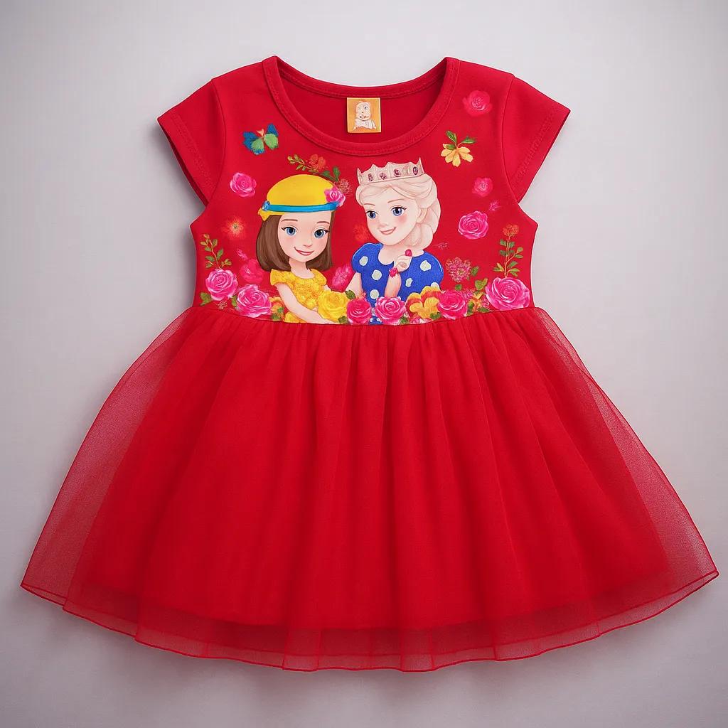 Frozen & Sophia Net Frock Red