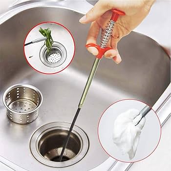 Stainless Steel Sink Pipeline Cleaner with 4 claws Drain Opener Wire Drain Snake