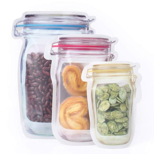 Transparent Jar Bottles Shaped Bags for Biscuit Cookies Snacks Food Containers Waterproof, Food Seal Storage Plastic Bag