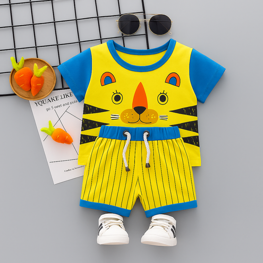 Cat Face Shirt and Short (Yellow)