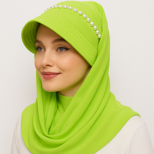 Pearls Hijab with Sun Protection(P-Cap Style)