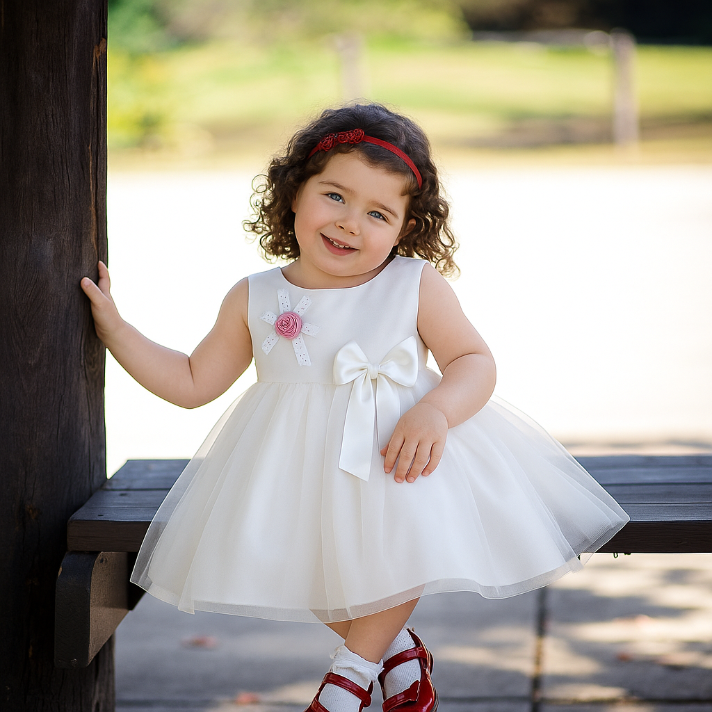 White Silk Net Frock
