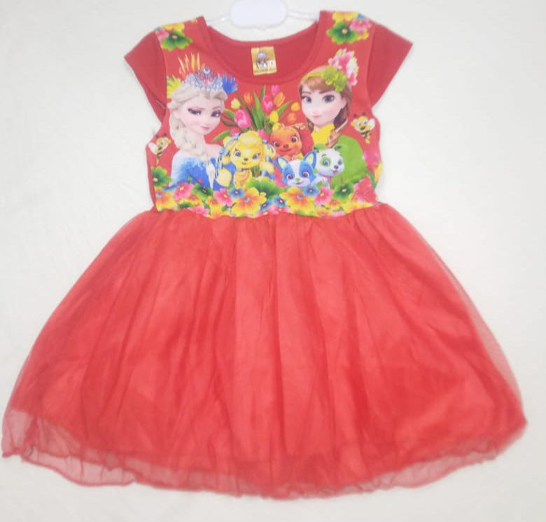 Frozen & Sophia Net Frock Red