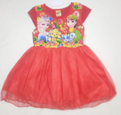 Frozen & Sophia Net Frock Red