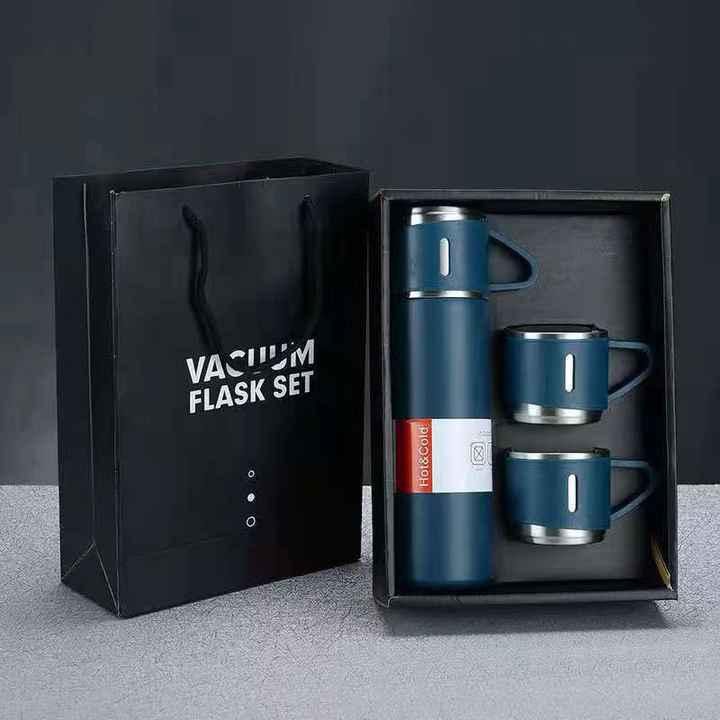 Stainless Steel Vacuum Flask Gift Set with Double Lids