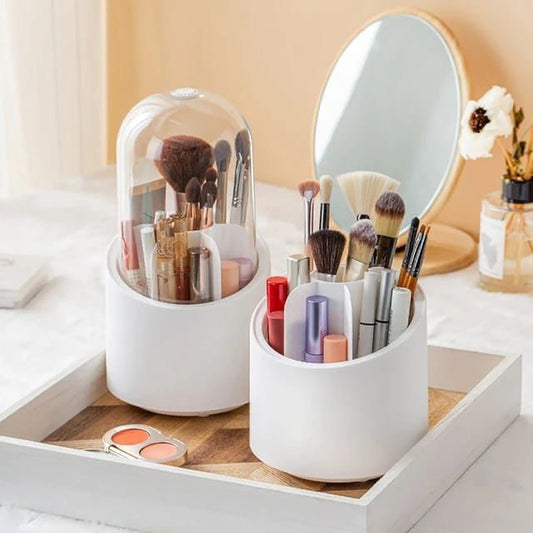 Rotating brush holder & 360 makeup organizer