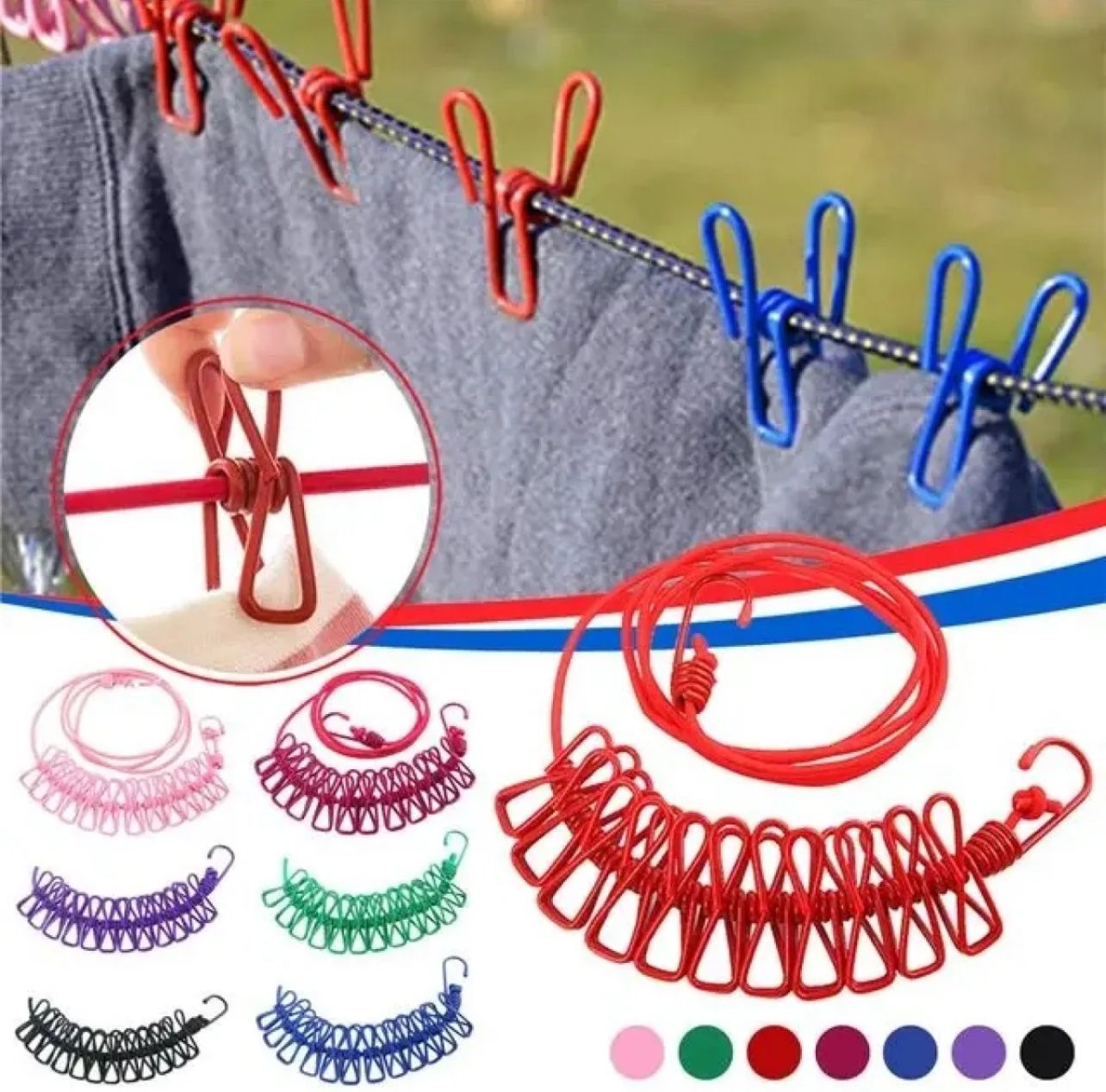 12 Clips Hanging Cloths Line