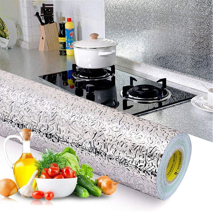Self Adhesive Aluminium Foil Sticker Sheet Roll for Kitchen Silver/Golden - Oil Proof Waterproof Aluminum Sheet