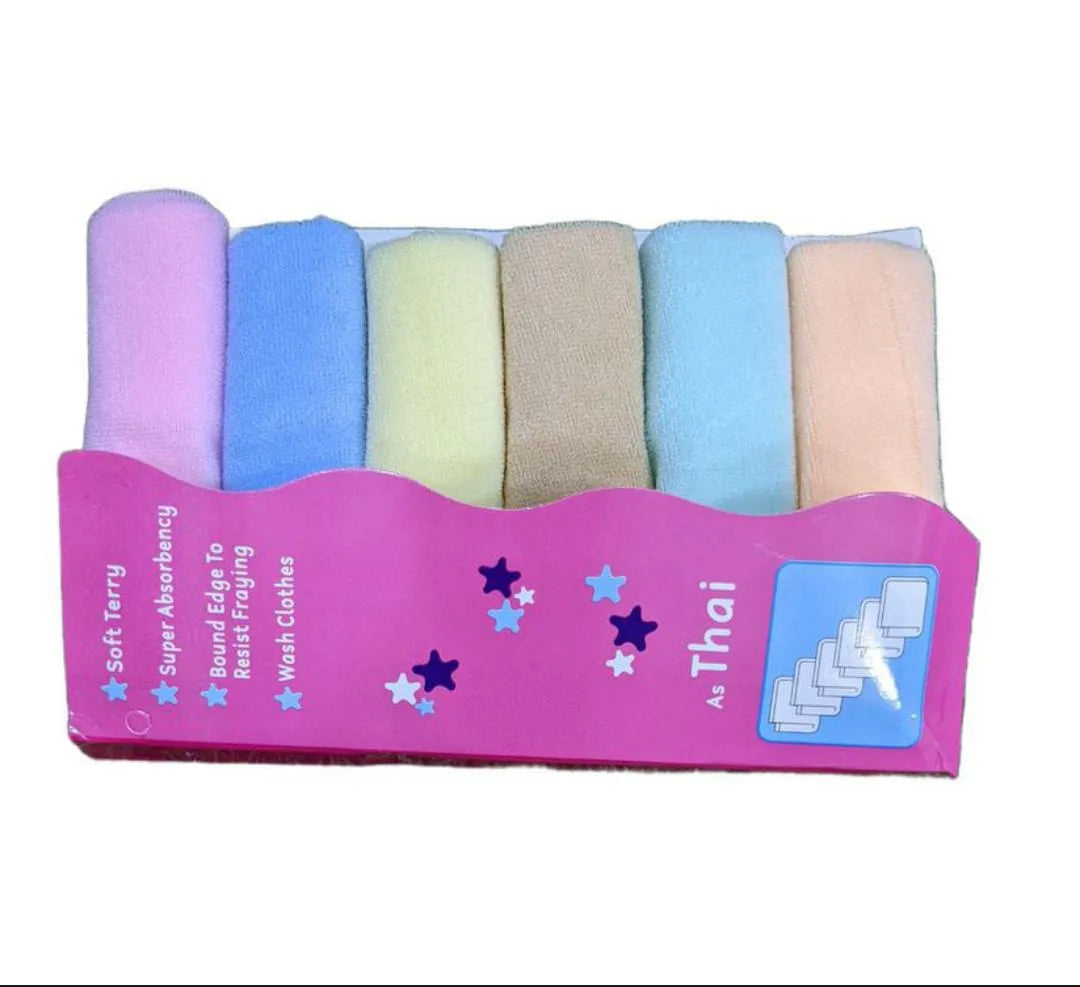 Pack of 6 Baby Soft Face Towels – Mini Napkin Rumal Set