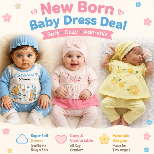 New Born Baby Dress Pack of 3 Deal 1 - Product Image