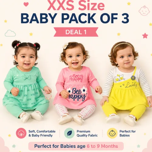XXS-6 to 9 Month Baby Dress Pack of 3 Deal 1 - Product Image