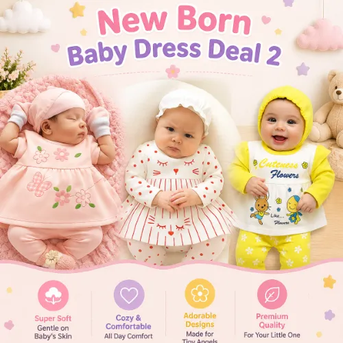 New Born Baby Dress Pack of 3 Deal 2 - Product Image