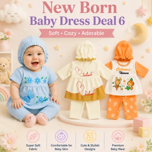New Born Baby Dress Pack of 3 Deal 6 - Product Image