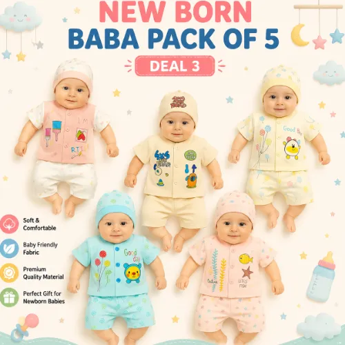 New Born Baba Dress Pack of 5 Deal 3 - Product Image