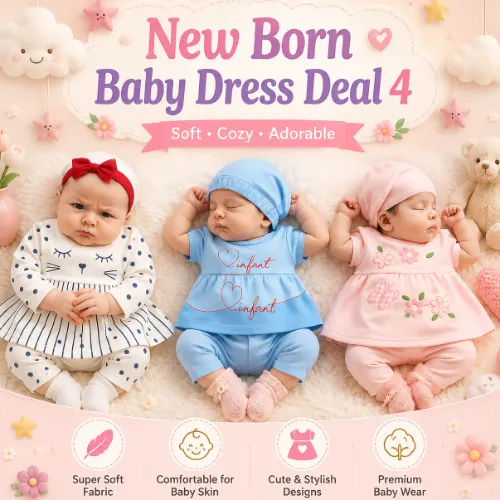 New Born Baby Dress Pack of 3 Deal 4 - Product Image