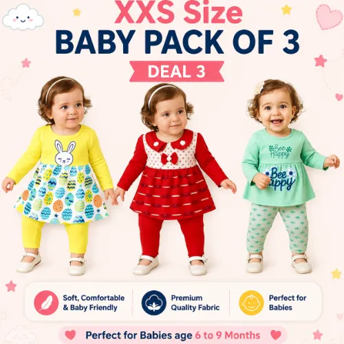 XXS-6 to 9 Month Baby Dress Pack of 3 Deal 3 - Product Image