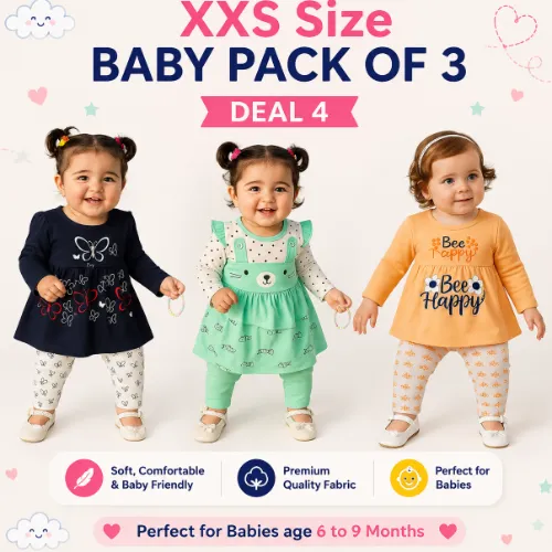 XXS-6 to 9 Month Baby Dress Pack of 3 Deal 4 - Product Image