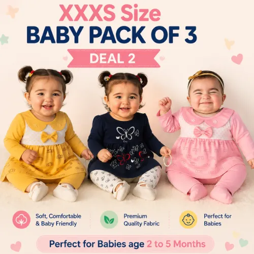 XXXS-3 to 5 Month Baby Dress Pack of 3 Deal 2 - Product Image