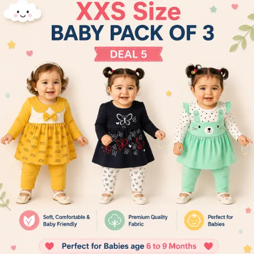 XXS-6 to 9 Month Baby Dress Pack of 3 Deal 5 - Product Image