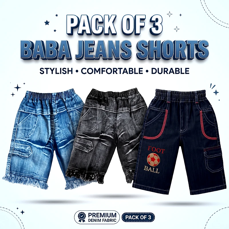 Baba Jeans Short Deal Pack of 3 (2 to 3 Yrs) - Product Image