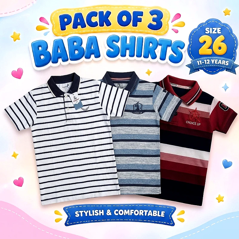 Baba Polo Shirt Deal 3 Size 26 inch Pack of 3 - Product Image