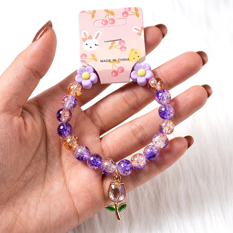 Baby Bead Bracelet with Flower Charm (1 to 8 Yrs) - Product Image