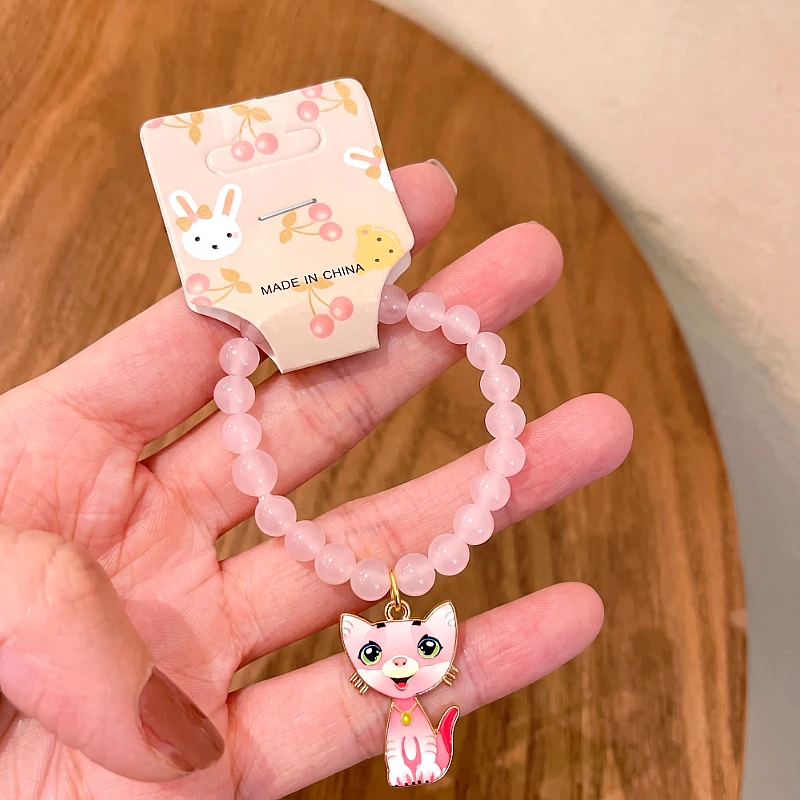 Baby Beads Bracelet Pink Kitty Charm (1 to 7 yrs) - Product Image