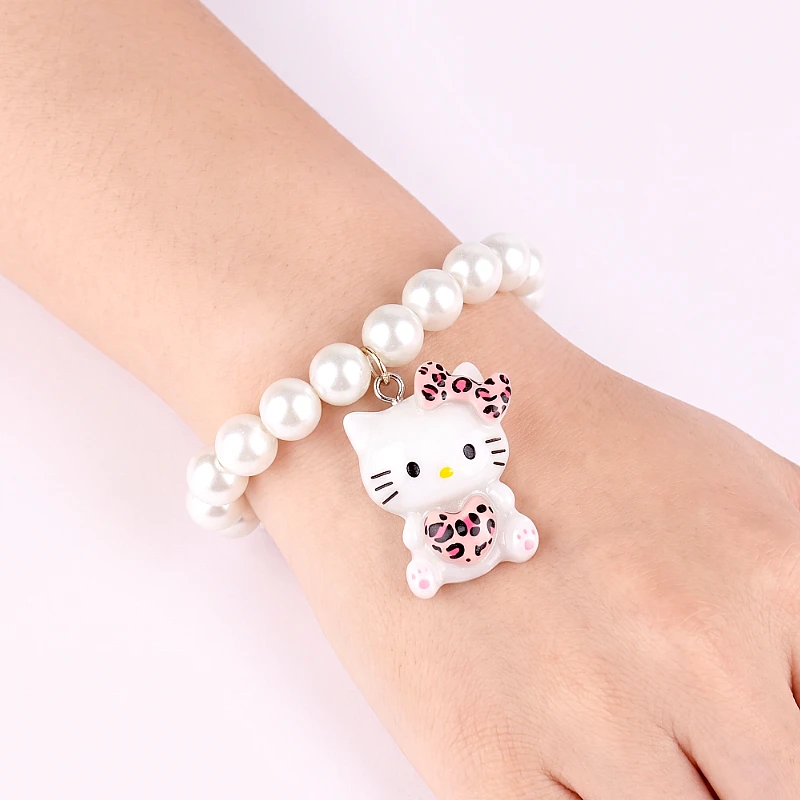 Baby Beads Bracelet white Kitty Charm (1 to 7 Yrs) - Product Image