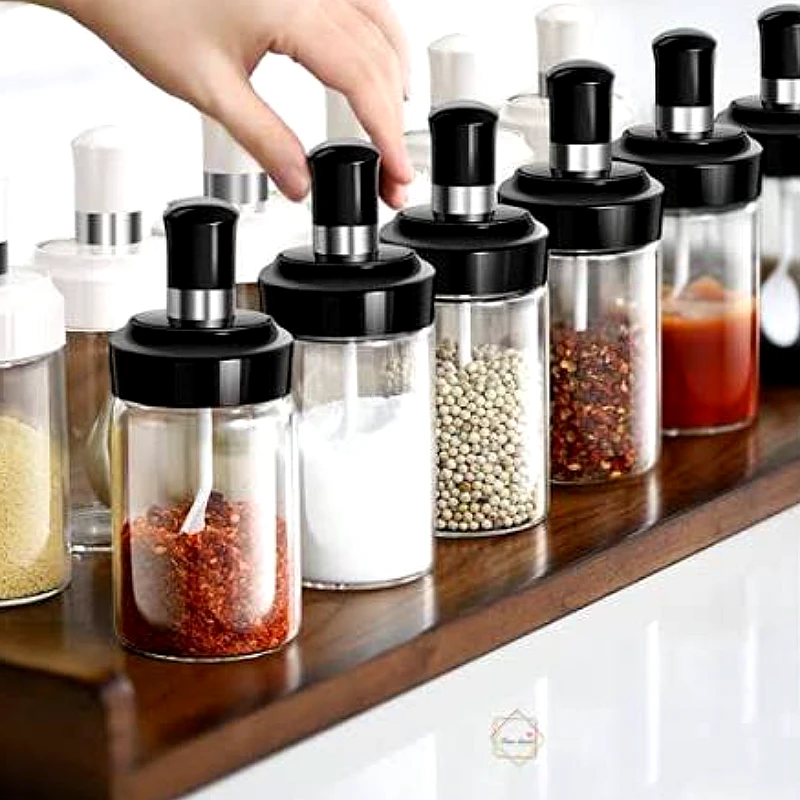 Clear Glass Jar With Lid Spoon - Product Image
