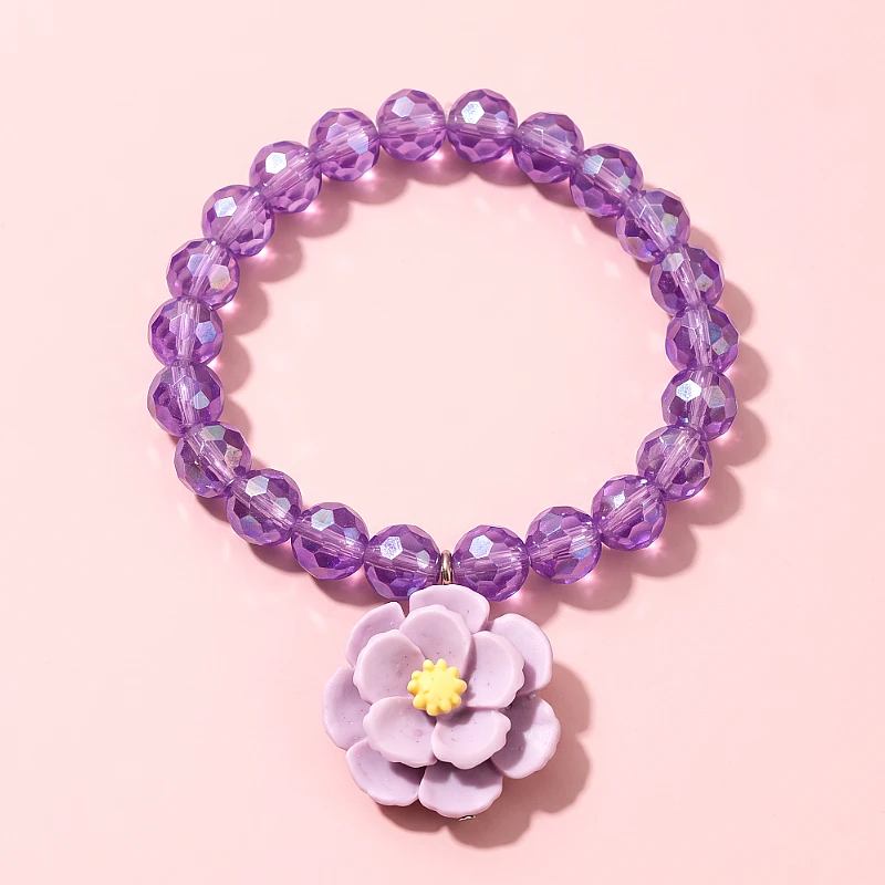 Crystal Bead Bracelet Flower Charm (1 to 7 Years) - Product Image