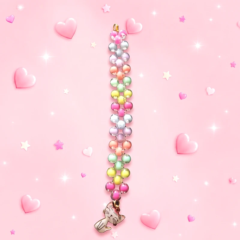 Multi Color Bead Bracelet Kitty Charm (1 to 7 Yrs) - Product Image