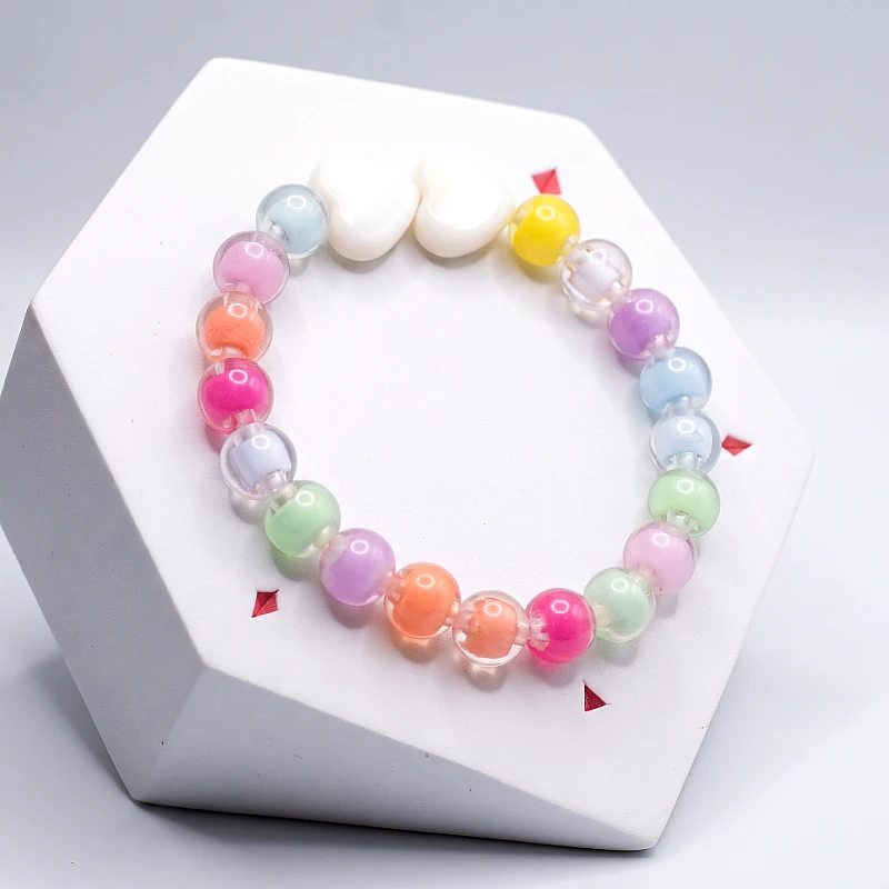 Multi Color Bead Bracelet White Heart (1 to 5 Yrs) - Product Image