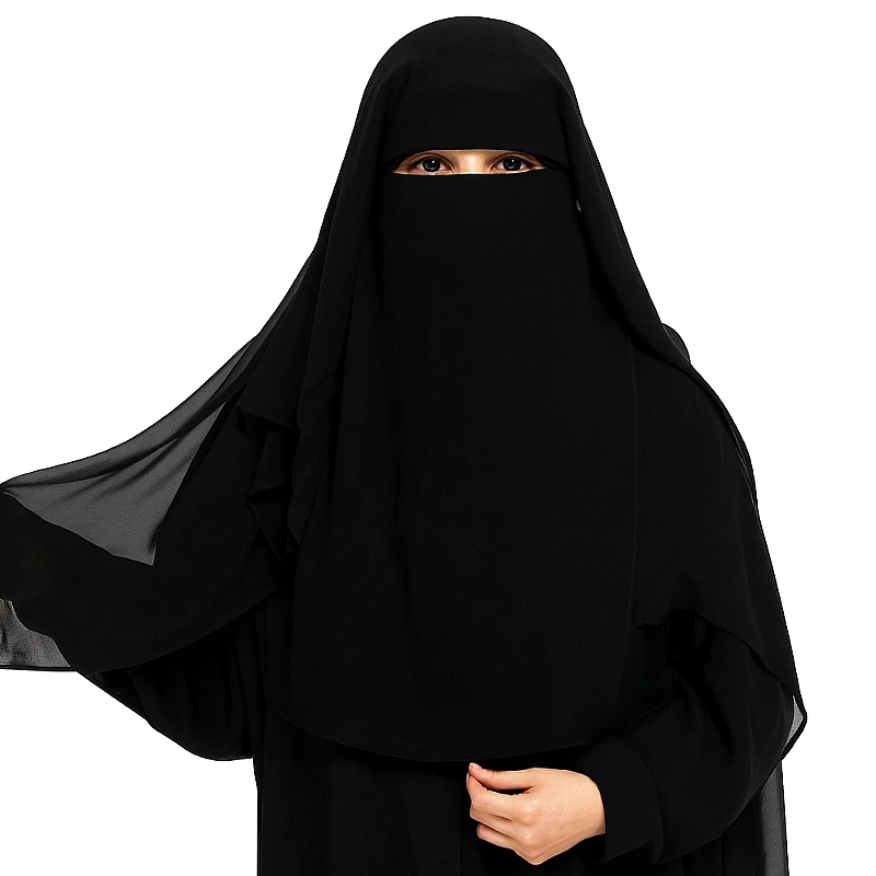 Womens Long 2-Layer Saudi Niqab - Product Image
